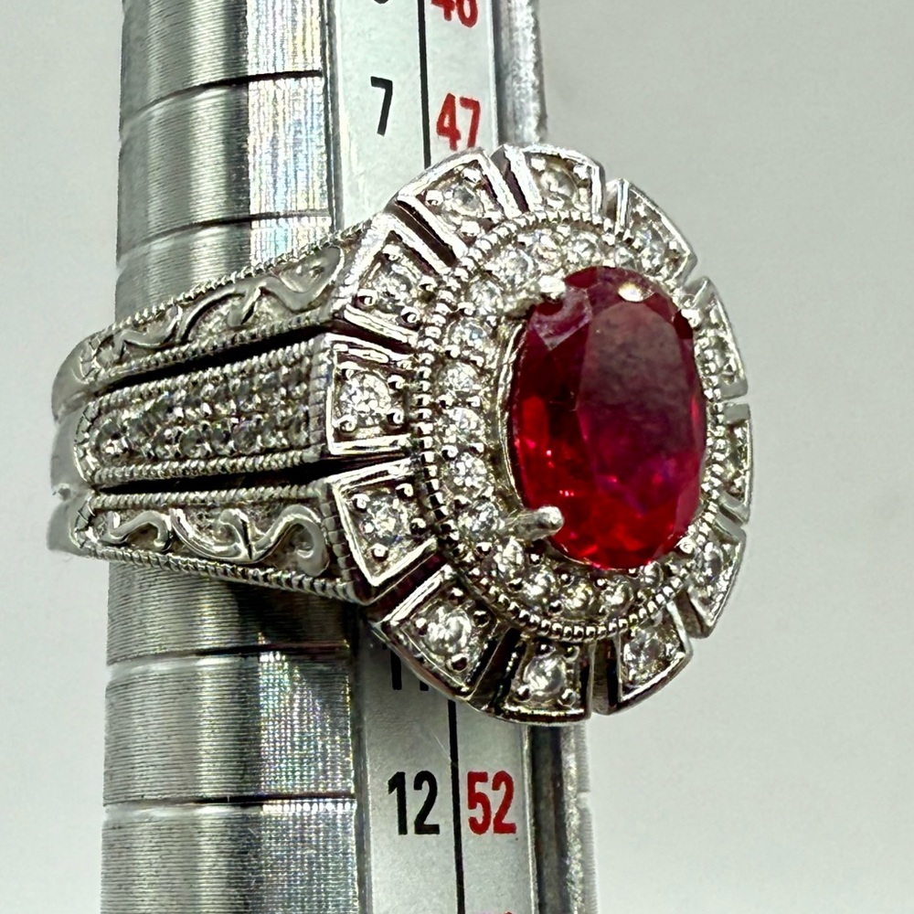 Vanna K for Bella Luce 2.80ct Ruby & Zirconia Halo Ring Sterling Silver Sz 5 - Picture 13 of 17